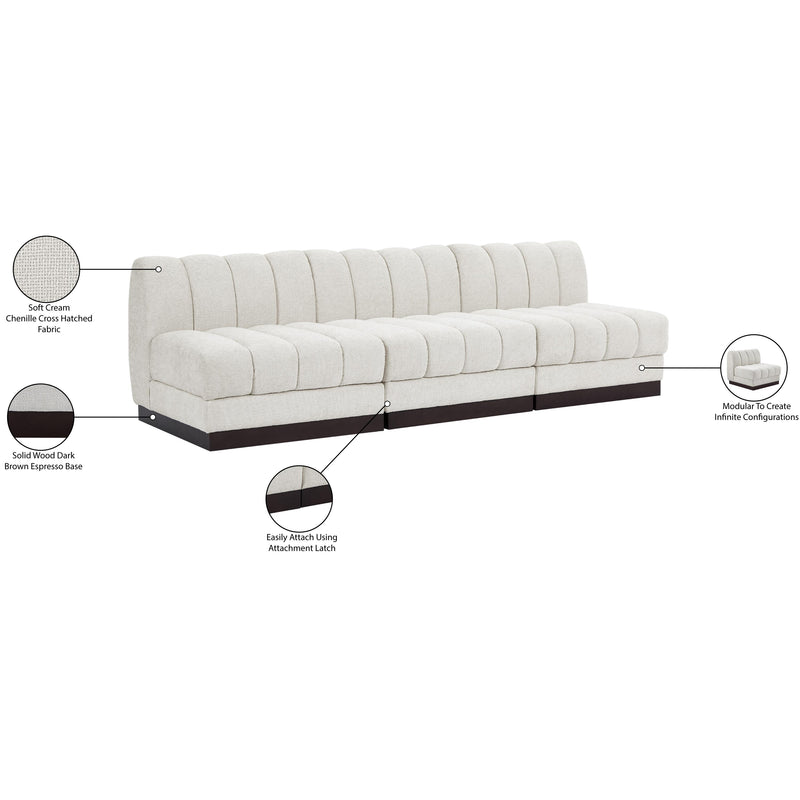 Meridian Quinn Cream Chenille Fabric Modular Sofa IMAGE 11