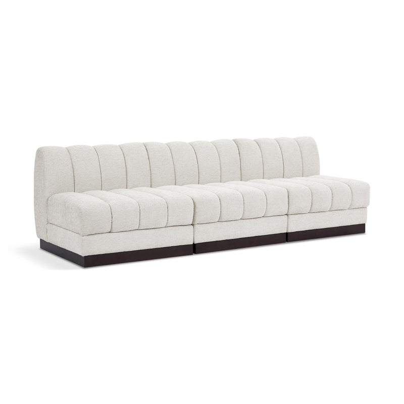 Meridian Quinn Cream Chenille Fabric Modular Sofa IMAGE 1
