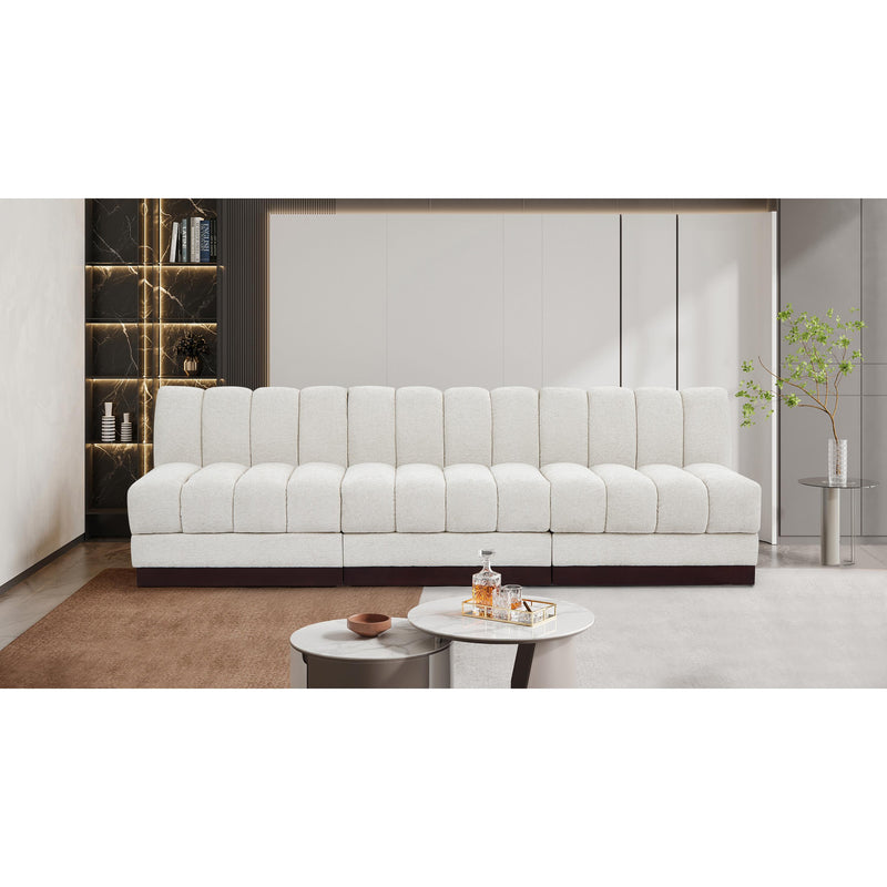 Meridian Quinn Cream Chenille Fabric Modular Sofa IMAGE 2