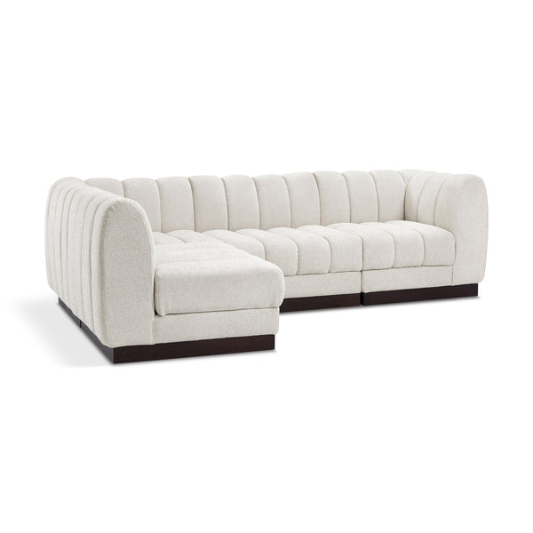 Meridian Quinn Cream Chenille Fabric Modular Sectional IMAGE 1