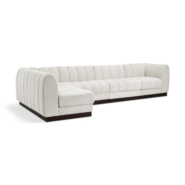 Meridian Quinn Cream Chenille Fabric Modular Sectional IMAGE 1