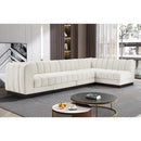Meridian Quinn Cream Chenille Fabric Modular Sectional IMAGE 2