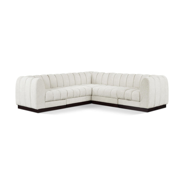 Meridian Quinn Cream Chenille Fabric Modular Sectional IMAGE 1