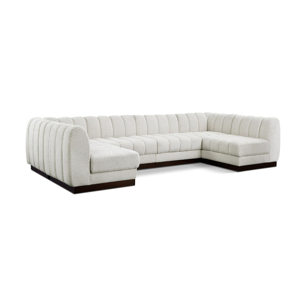 Meridian Quinn Cream Chenille Fabric Modular Sectional IMAGE 1