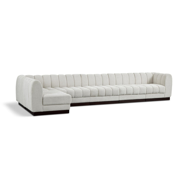 Meridian Quinn Cream Chenille Fabric Modular Sectional IMAGE 1