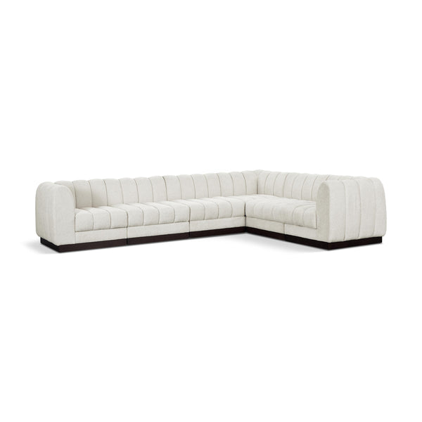 Meridian Quinn Cream Chenille Fabric Modular Sectional IMAGE 1
