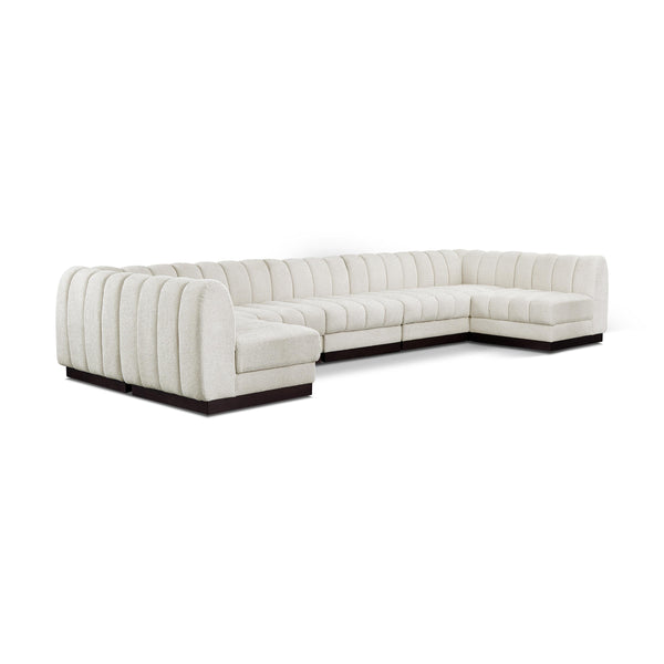 Meridian Quinn Cream Chenille Fabric Modular Sectional IMAGE 1