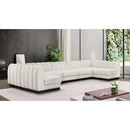 Meridian Quinn Cream Chenille Fabric Modular Sectional IMAGE 2