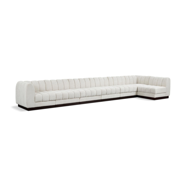 Meridian Quinn Cream Chenille Fabric Modular Sectional IMAGE 1