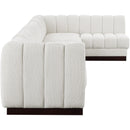Meridian Quinn Cream Chenille Fabric Modular Sectional IMAGE 7