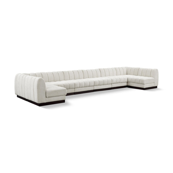 Meridian Quinn Cream Chenille Fabric Modular Sectional IMAGE 1