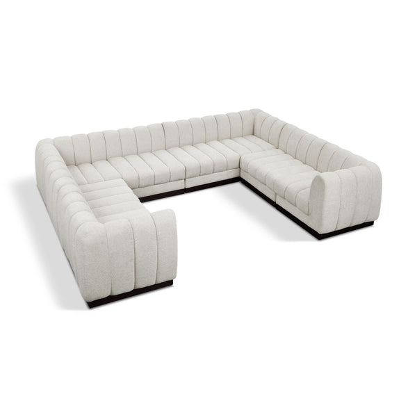 Meridian Quinn Cream Chenille Fabric Modular Sectional IMAGE 1