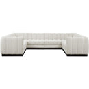 Meridian Quinn Cream Chenille Fabric Modular Sectional IMAGE 4