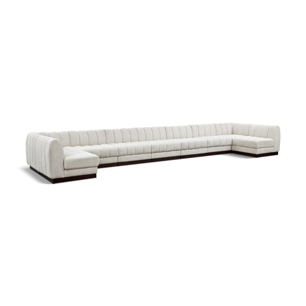 Meridian Quinn Cream Chenille Fabric Modular Sectional IMAGE 1