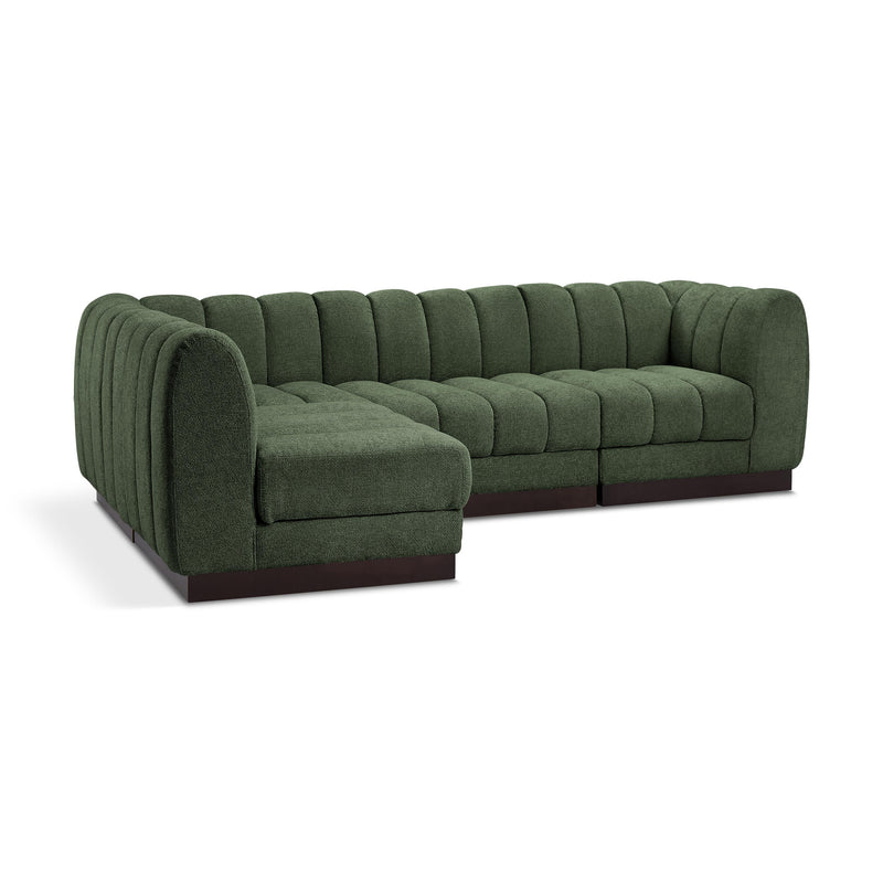 Meridian Quinn Green Chenille Fabric Modular Sectional IMAGE 1