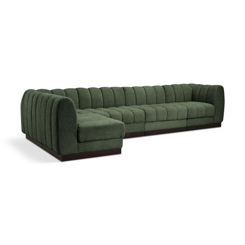 Meridian Quinn Green Chenille Fabric Modular Sectional IMAGE 1