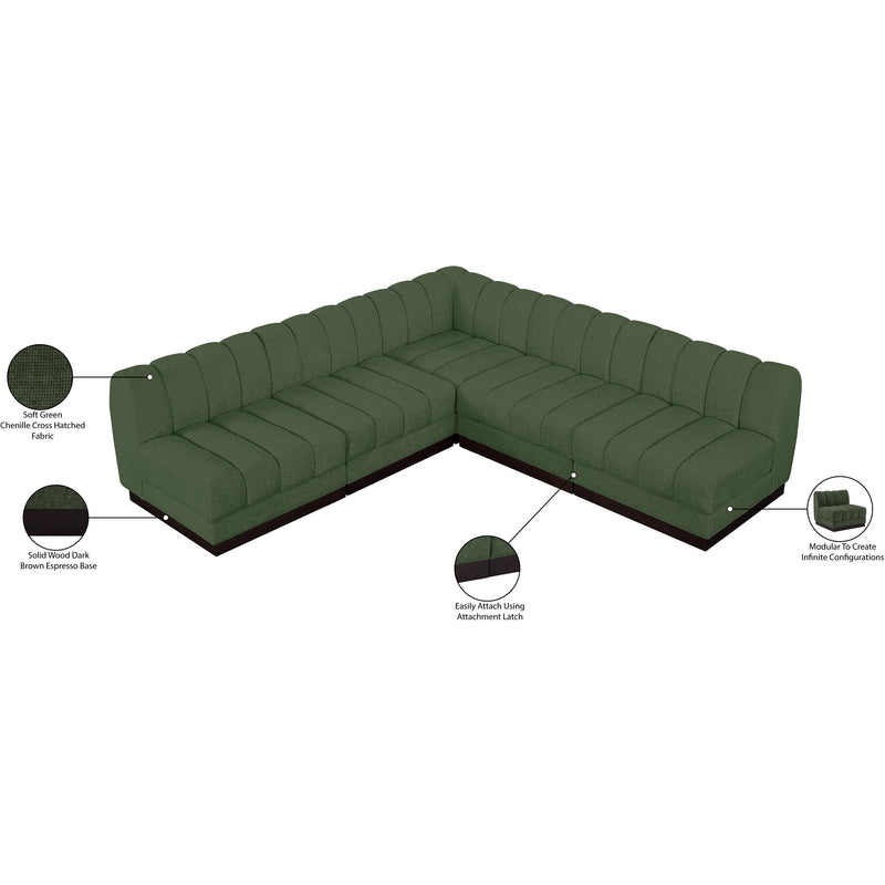 Meridian Quinn Green Chenille Fabric Modular Sectional IMAGE 14