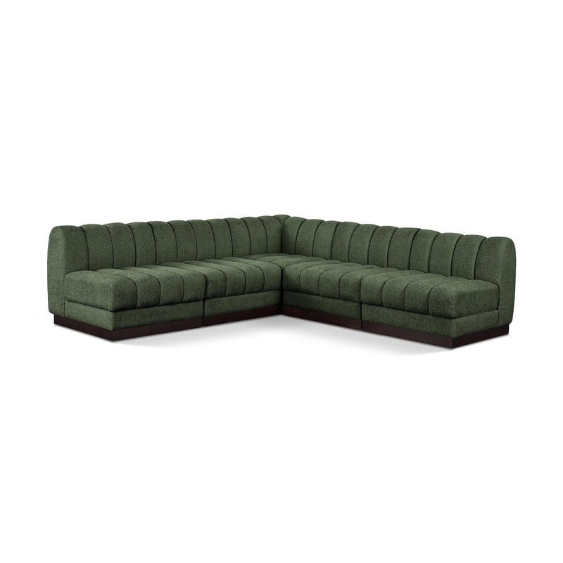 Meridian Quinn Green Chenille Fabric Modular Sectional IMAGE 1