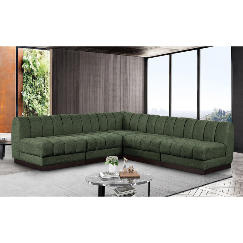 Meridian Quinn Green Chenille Fabric Modular Sectional IMAGE 2