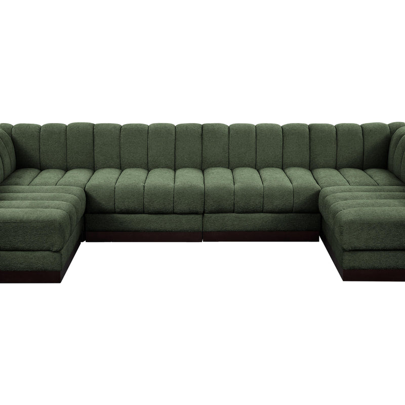 Meridian Quinn Green Chenille Fabric Modular Sectional IMAGE 11