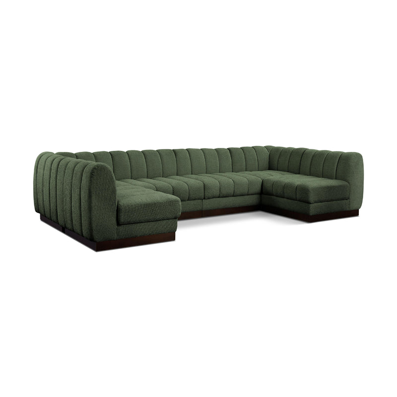 Meridian Quinn Green Chenille Fabric Modular Sectional IMAGE 1