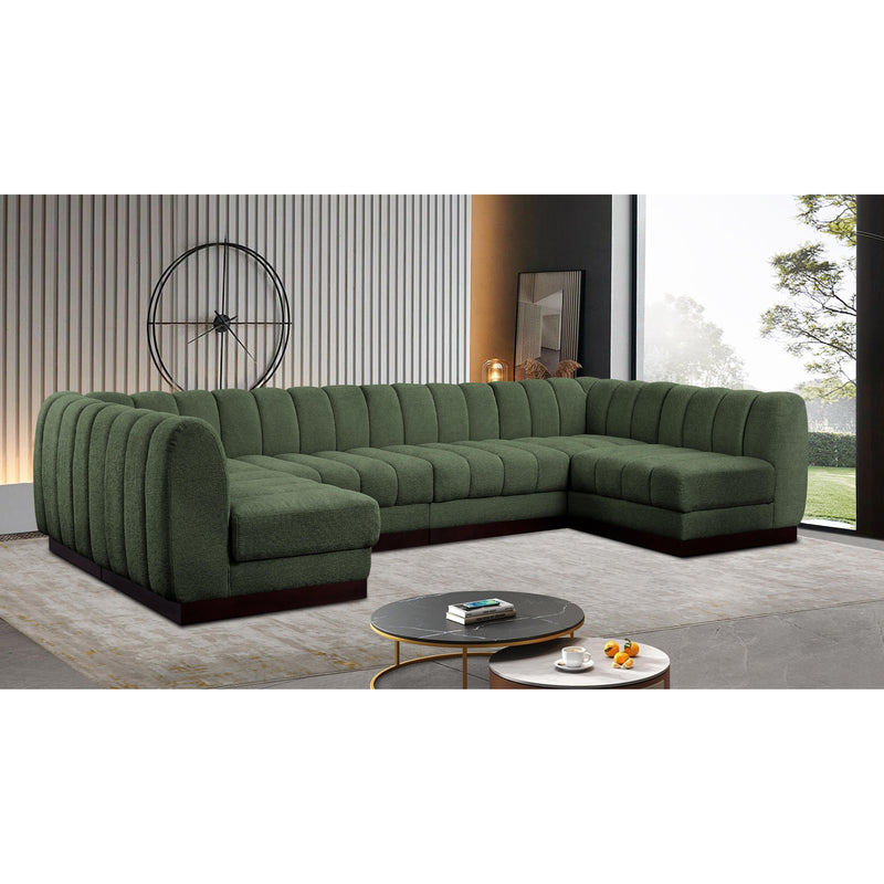 Meridian Quinn Green Chenille Fabric Modular Sectional IMAGE 2