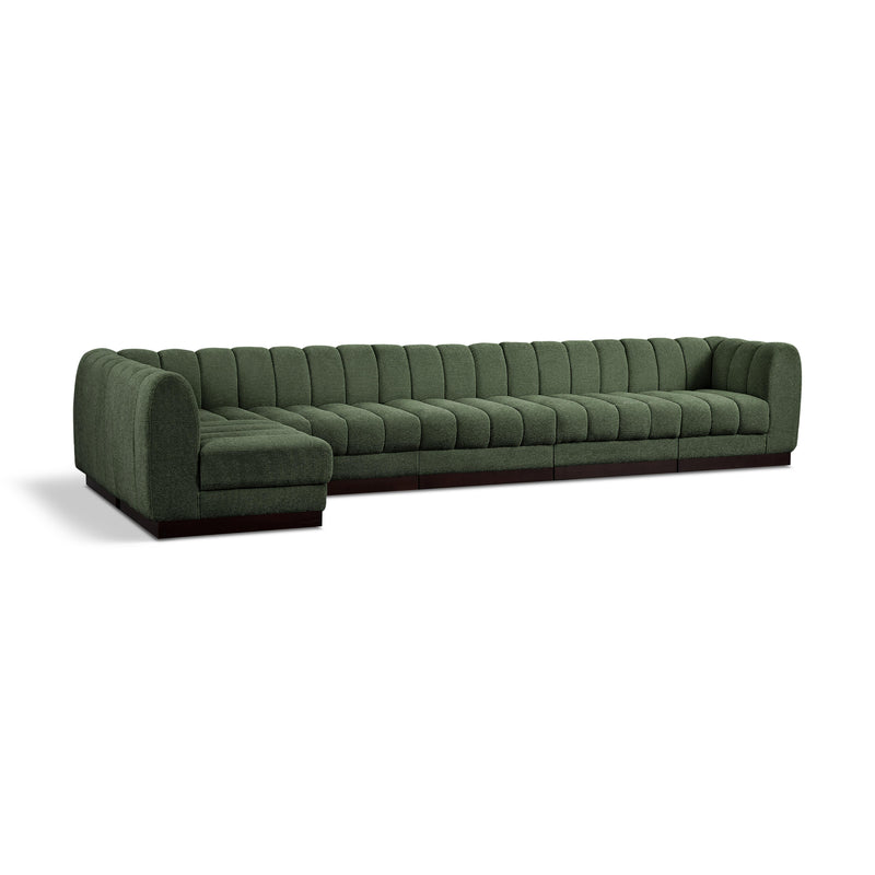 Meridian Quinn Green Chenille Fabric Modular Sectional IMAGE 1