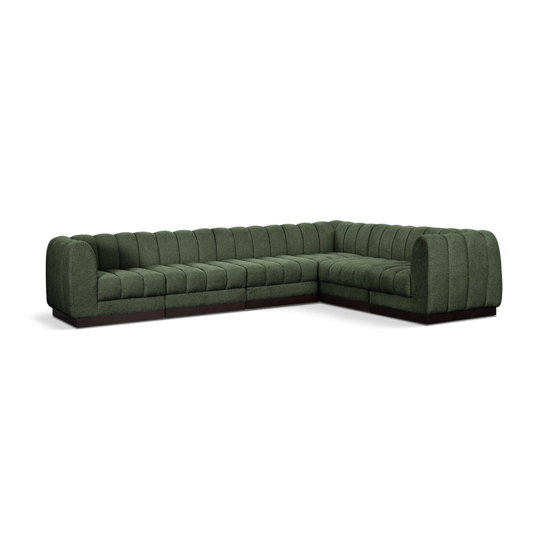 Meridian Quinn Green Chenille Fabric Modular Sectional IMAGE 1