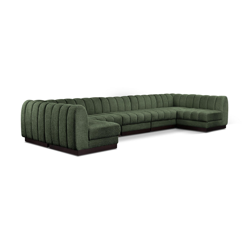 Meridian Quinn Green Chenille Fabric Modular Sectional IMAGE 1