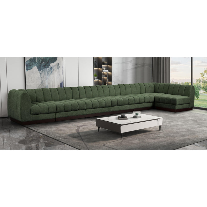 Meridian Quinn Green Chenille Fabric Modular Sectional IMAGE 2