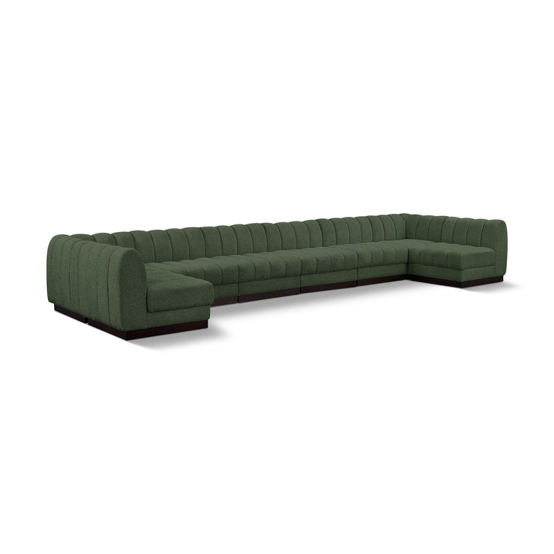 Meridian Quinn Green Chenille Fabric Modular Sectional IMAGE 1