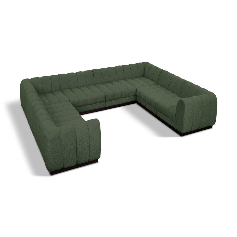 Meridian Quinn Green Chenille Fabric Modular Sectional IMAGE 1