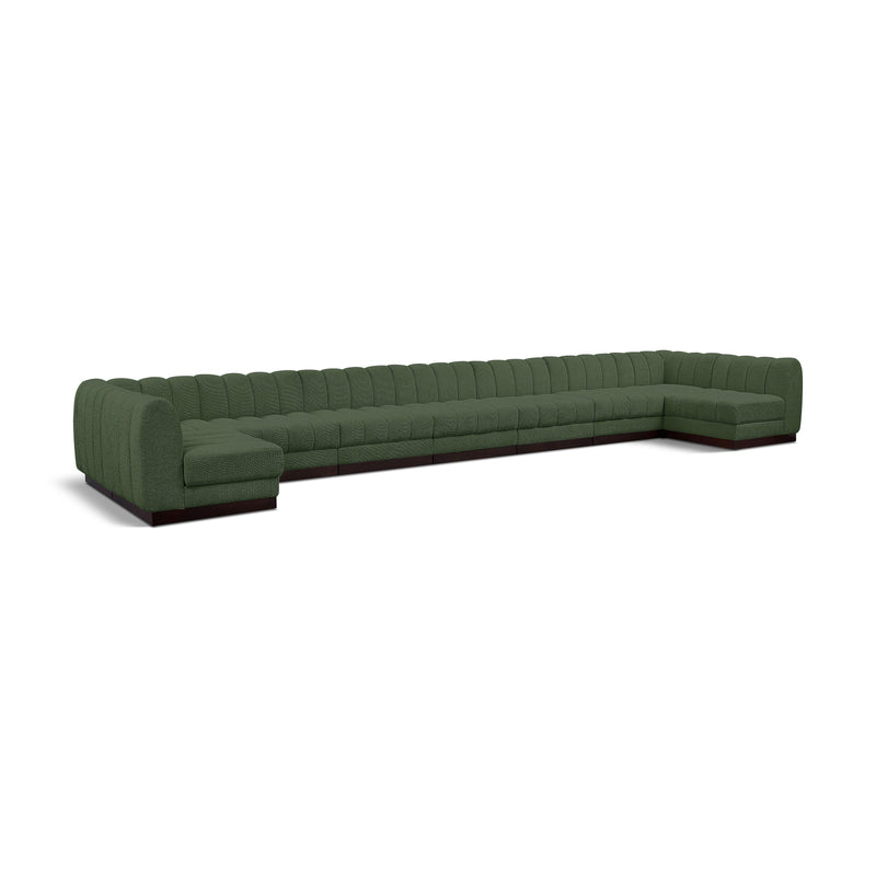 Meridian Quinn Green Chenille Fabric Modular Sectional IMAGE 1