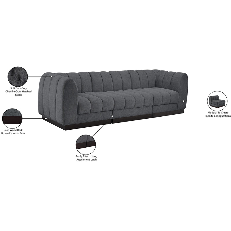 Meridian Quinn Grey Chenille Fabric Modular Sofa IMAGE 10