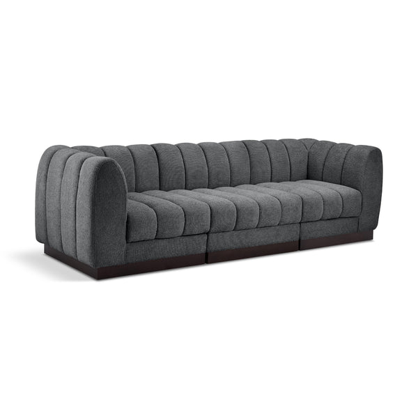 Meridian Quinn Grey Chenille Fabric Modular Sofa IMAGE 1