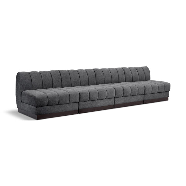 Meridian Quinn Grey Chenille Fabric Modular Sofa IMAGE 1