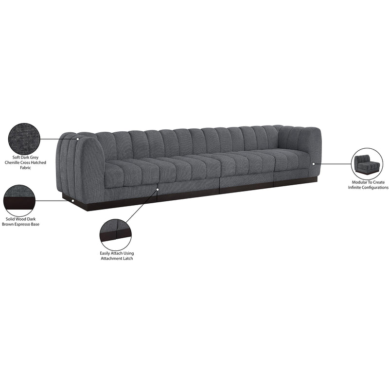 Meridian Quinn Grey Chenille Fabric Modular Sofa IMAGE 10
