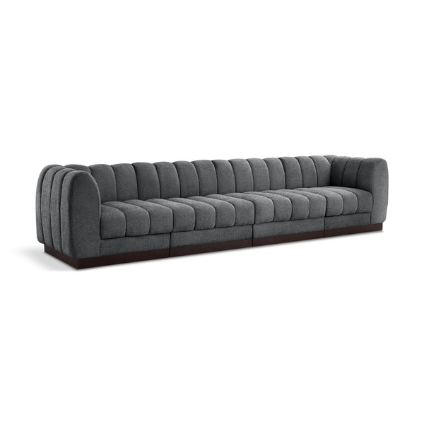 Meridian Quinn Grey Chenille Fabric Modular Sofa IMAGE 1