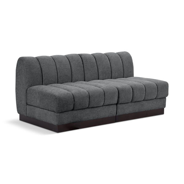 Meridian Quinn Grey Chenille Fabric Modular Sofa IMAGE 1