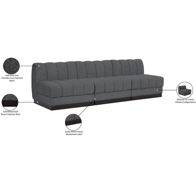 Meridian Quinn Grey Chenille Fabric Modular Sofa IMAGE 10