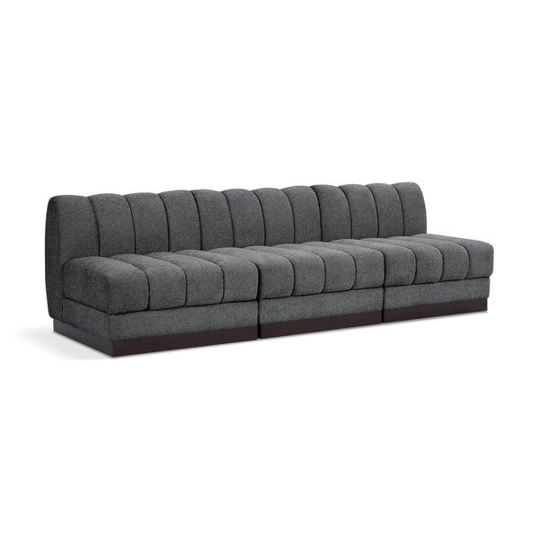 Meridian Quinn Grey Chenille Fabric Modular Sofa IMAGE 1