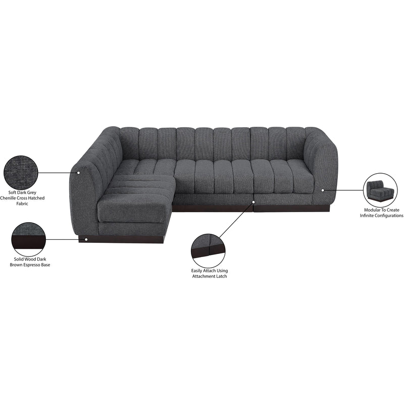 Meridian Quinn Grey Chenille Fabric Modular Sectional IMAGE 15