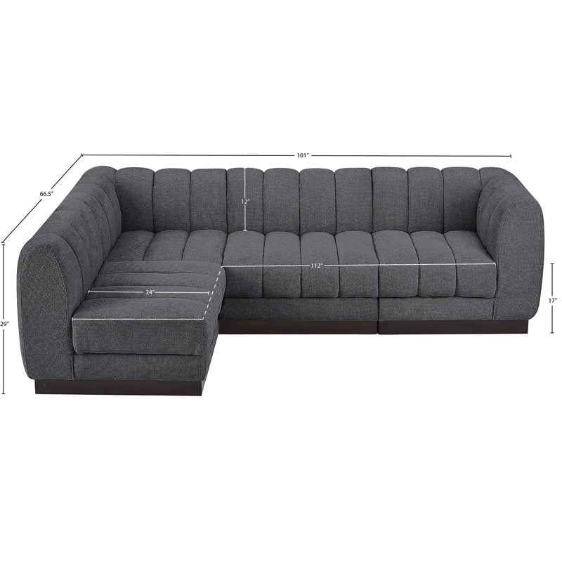 Meridian Quinn Grey Chenille Fabric Modular Sectional IMAGE 16