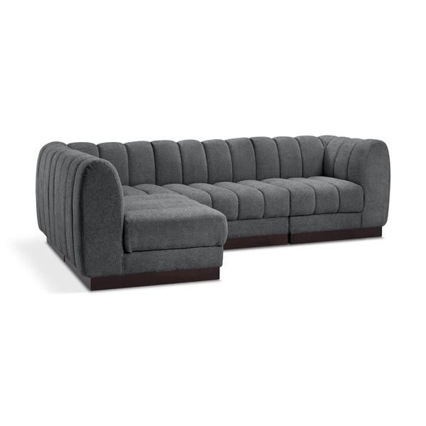 Meridian Quinn Grey Chenille Fabric Modular Sectional IMAGE 1