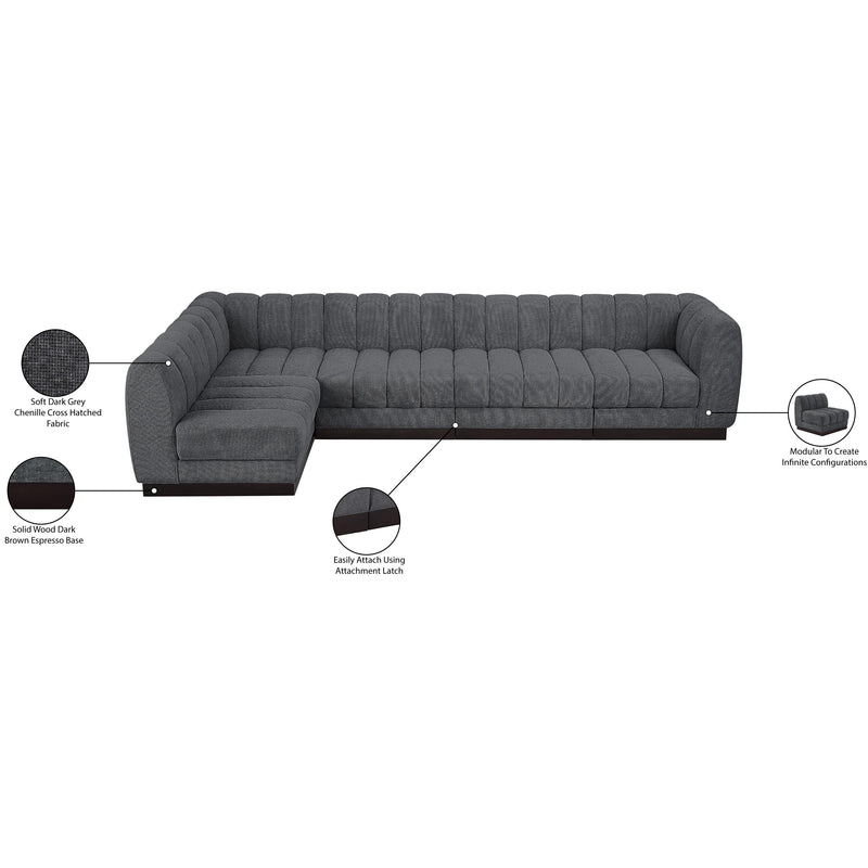 Meridian Quinn Grey Chenille Fabric Modular Sectional IMAGE 15