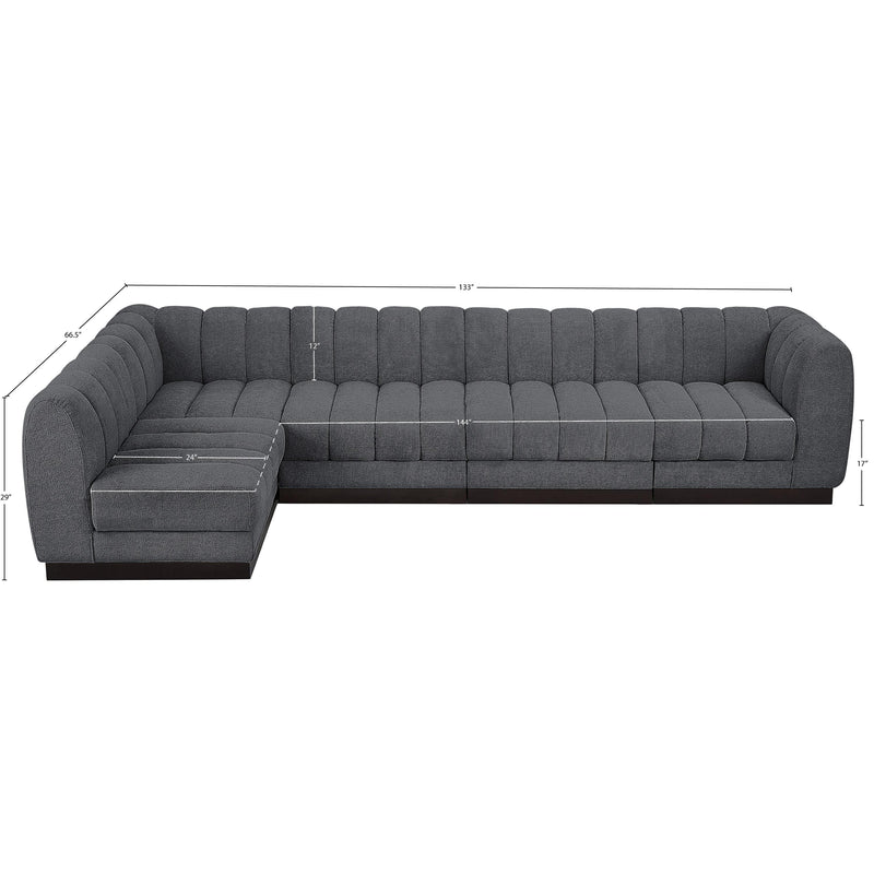 Meridian Quinn Grey Chenille Fabric Modular Sectional IMAGE 16