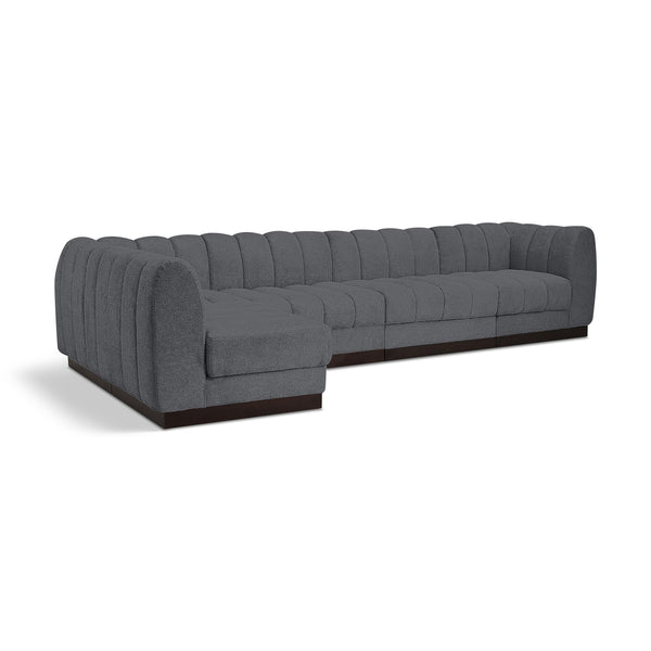 Meridian Quinn Grey Chenille Fabric Modular Sectional IMAGE 1