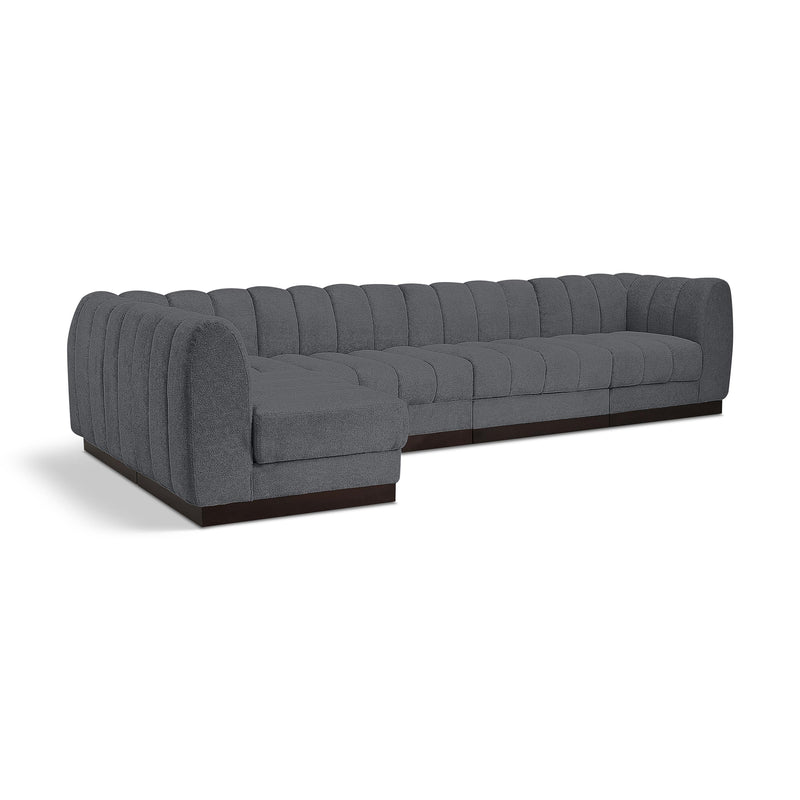 Meridian Quinn Grey Chenille Fabric Modular Sectional IMAGE 1