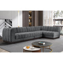 Meridian Quinn Grey Chenille Fabric Modular Sectional IMAGE 2