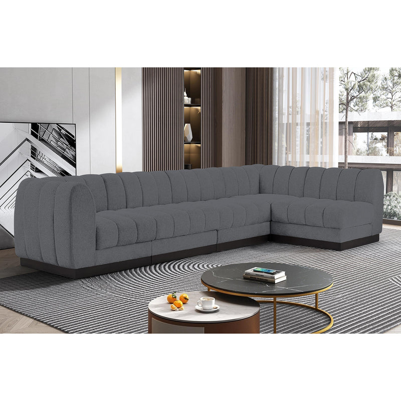 Meridian Quinn Grey Chenille Fabric Modular Sectional IMAGE 2